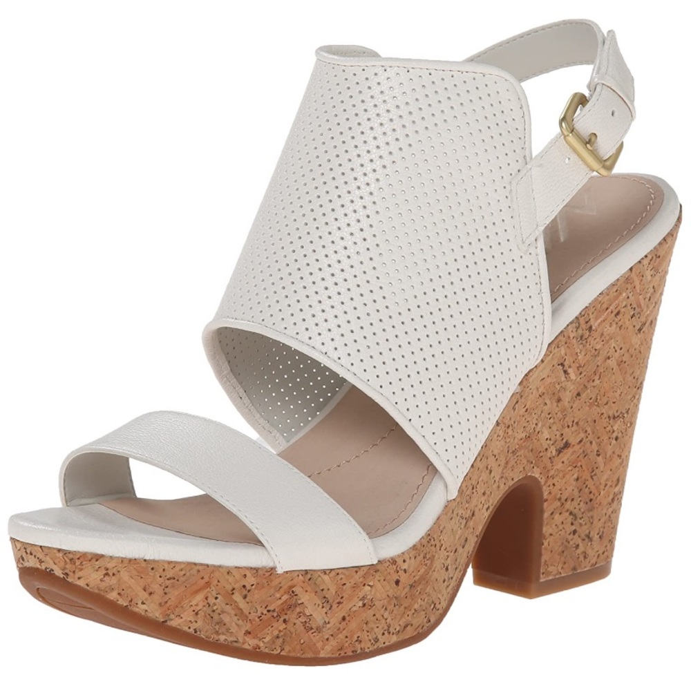 NAYA white cork open toed wedge - Picture 2 of 8